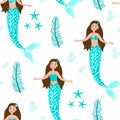 Seamless pattern Mermaid vector illustration Royalty Free Stock Photo